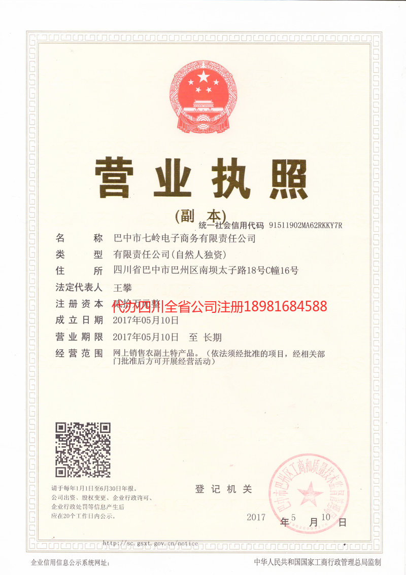 金堂金堂七岭电子商务有限责任公司